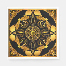 Guardanapos de papel preto e dourado sofisticados