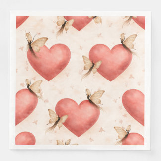 Guardanapos de papel quadrados Butterfly -Heart fo