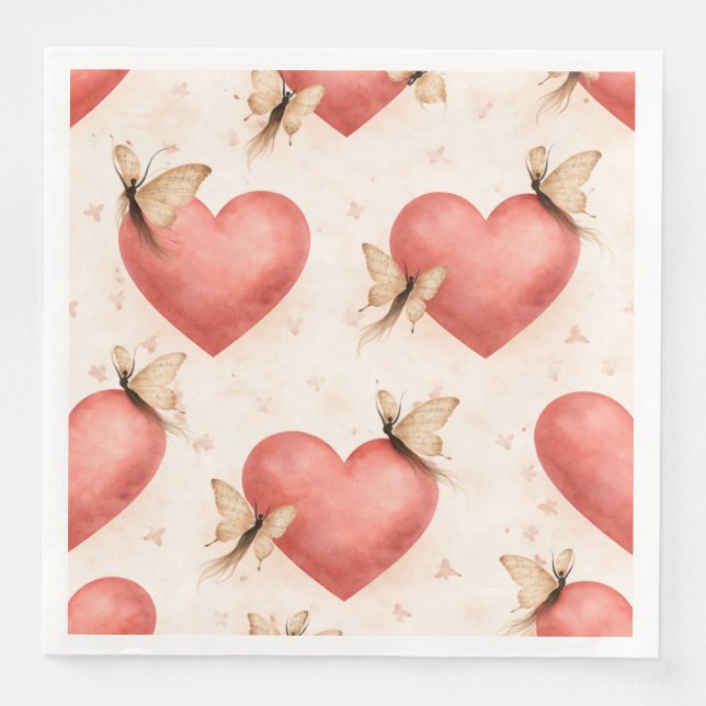 Guardanapos de papel quadrados Butterfly -Heart fo (Frente)