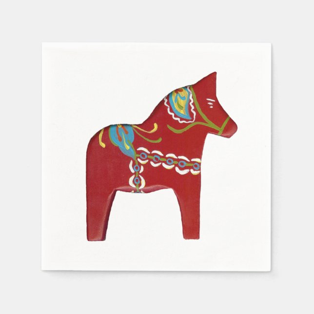 Guardanapos de papel Red Dala Horse (Frente)