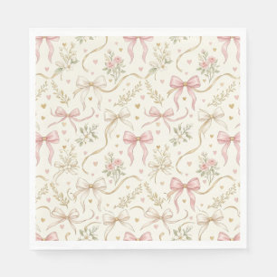 Guardanapos de papel rosa Coquette com laço vintag