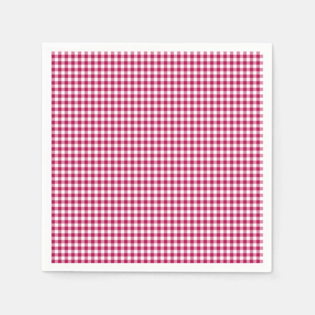 Guardanapos de Papel Rosa Gingham-Escuro (Frente)