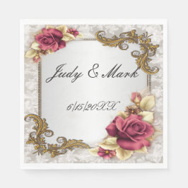 Guardanapos de papel Rosa vermelha elegantes