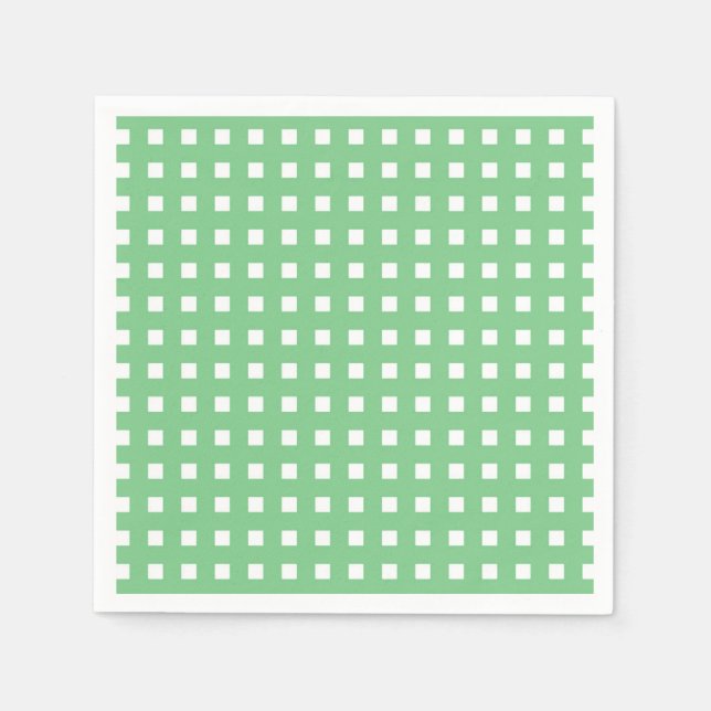 Guardanapos de papel verde haste xadrez gingham (Frente)