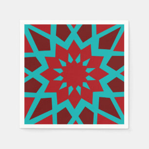 Guardanapos de papel vermelho e azul-turquesa marr