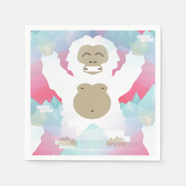 guardanapos de papel yeti cor-de-rosa (Frente)