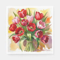 Guardanapos de Páscoa de Tulipa Vermelha e Rosa Cl