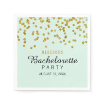 Guardanapos de solteira com glitter dourado e conf