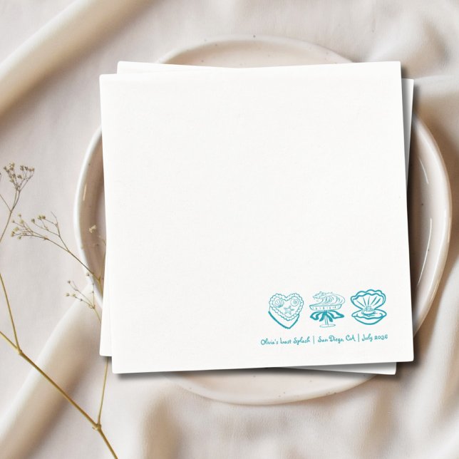 Guardanapos de solteira Personalizados Teal Last S (Personalized Last Splash Bachelorette Decor Napkin)