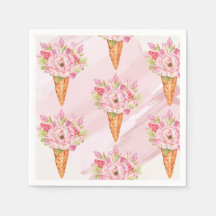 Guardanapos de Sorvete com Aquarela Floral