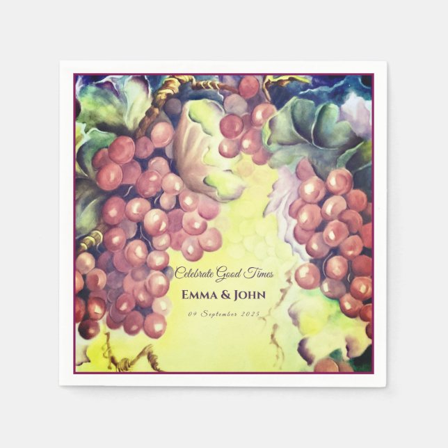 Guardanapos de Uvas da Vinha — Degustação de Vinho (Frente)