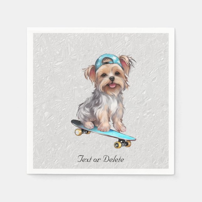 Guardanapos de Yorkshire Terrier com Aquarela (Frente)