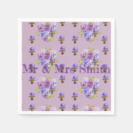 Guardanapos Decoração Pansy Desbotado Roxo lilás