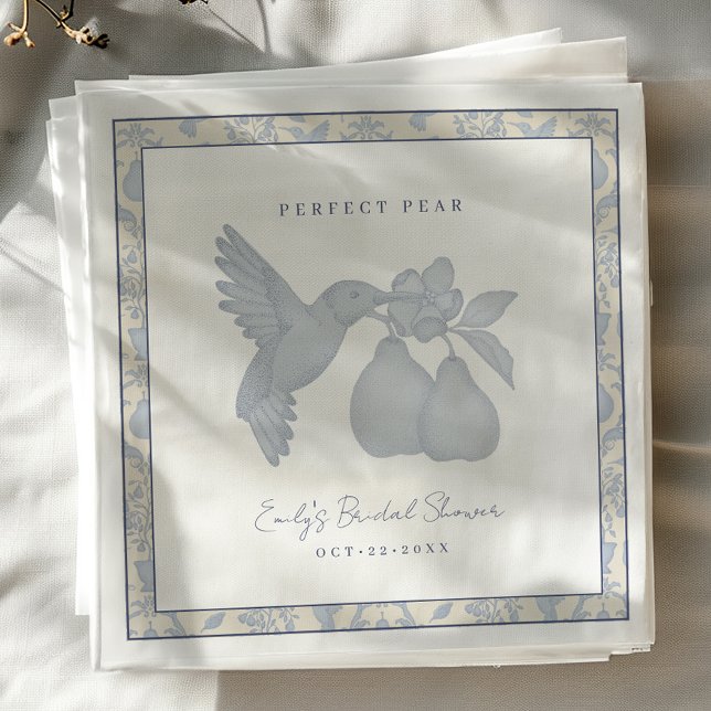 Guardanapos Dusty Blue para Chá de Noiva Perfect P (Perfect Pear Bridal Shower Napkins)