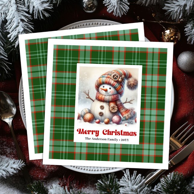 Guardanapos editáveis de Natal com Boneco de Neve  (Whimsical Fun Christmas Snowman Editable Napkins )