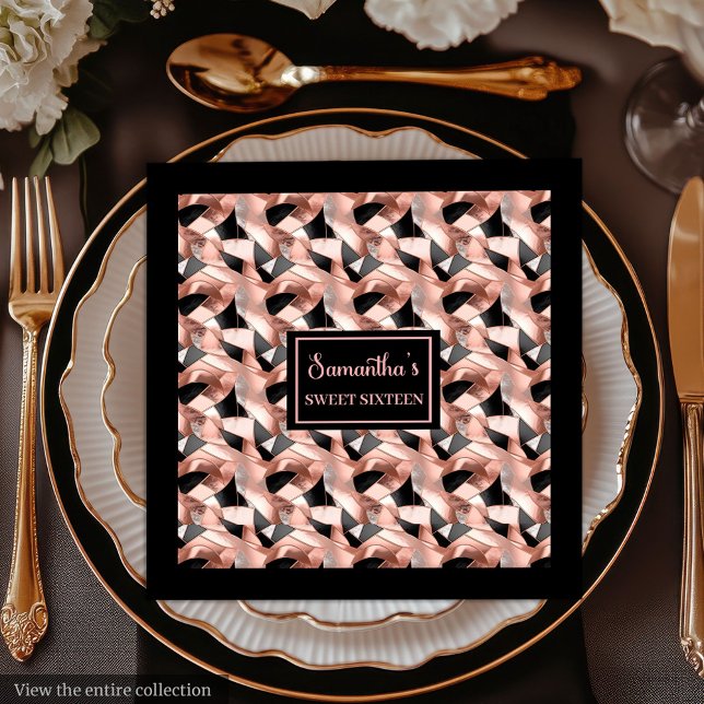 Guardanapos Elegantes Acento de Mesa com Brilho em (Elegant Napkins Rose Gold Glitter Table Accent)