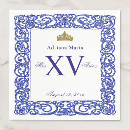 Guardanapos Elegantes Azuis Mis XV Quinceanera