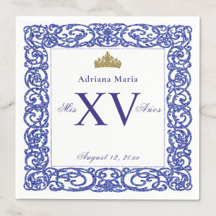 Guardanapos Elegantes Azuis Mis XV Quinceanera