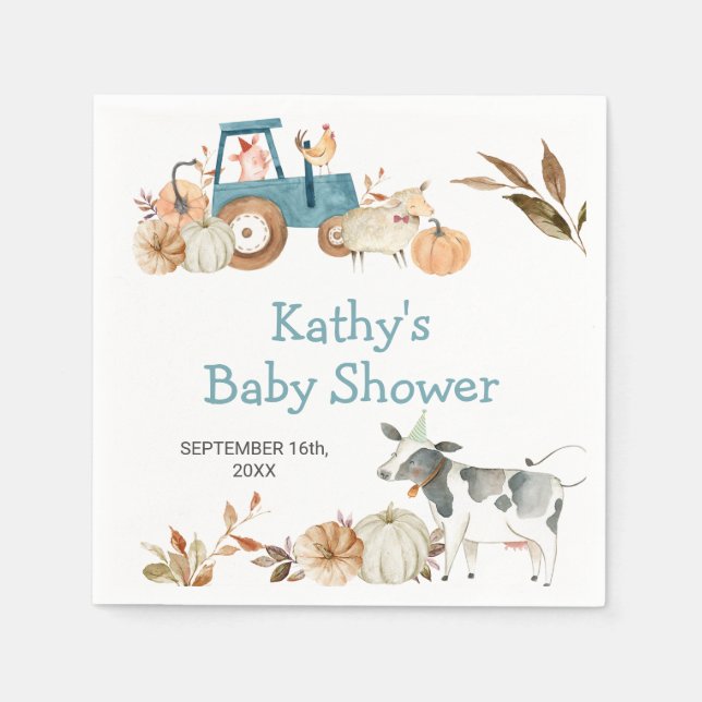 Guardanapos Florais de Trator de Animal de Fazenda (Frente)