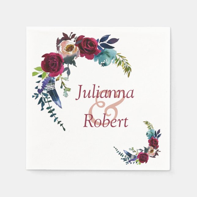 Guardanapos florais do Red Boho (Frente)