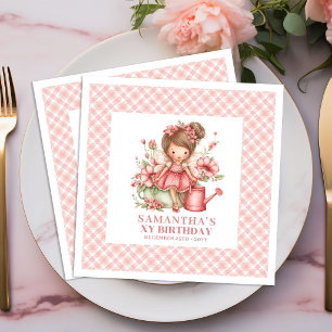 Guardanapos Florais Rosados de Aniversário de 5 an