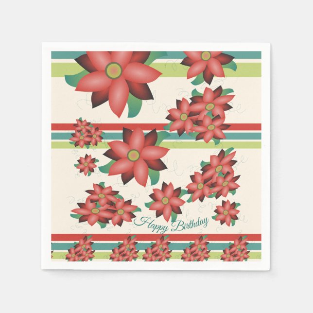 Guardanapos Flores bonito Em Barn Reds (Frente)