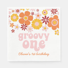 Guardanapos Groovy One Retro Floral 1º aniversário