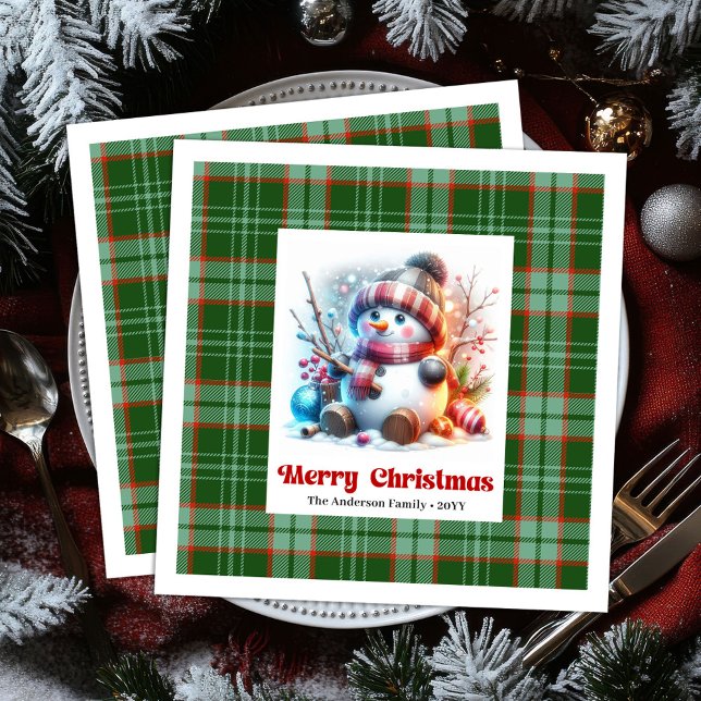 Guardanapos infantis de aquarela de boneco de neve (Jolly Christmas snowman watercolor kids napkins )