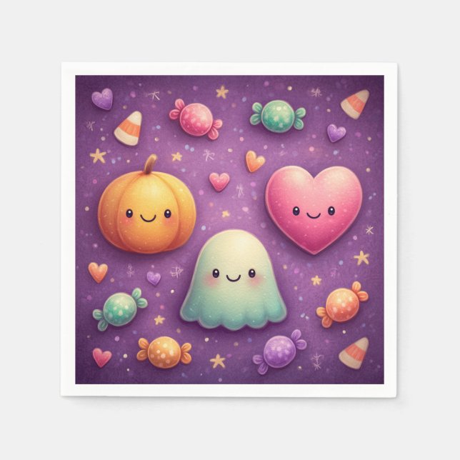 Guardanapos Kawaii de Halloween Fofo (Frente)