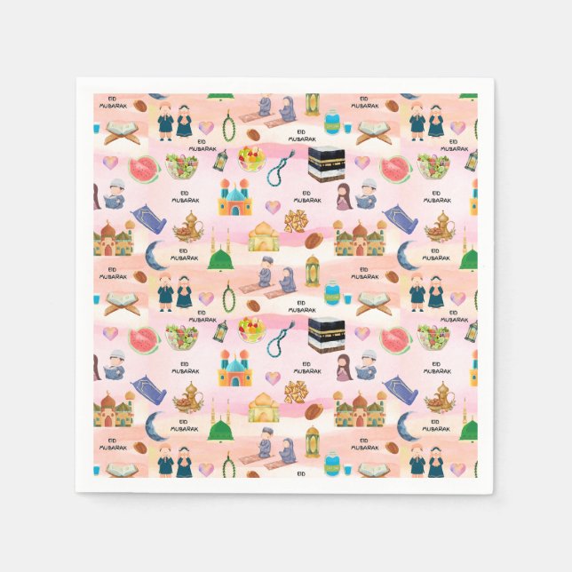 Guardanapos Kids Eid Mubarak – Design Islâmico Col (Frente)