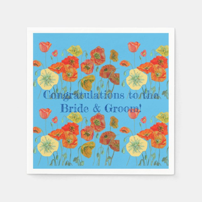 Guardanapos laranja de noiva & noivo serviette azu (Frente)