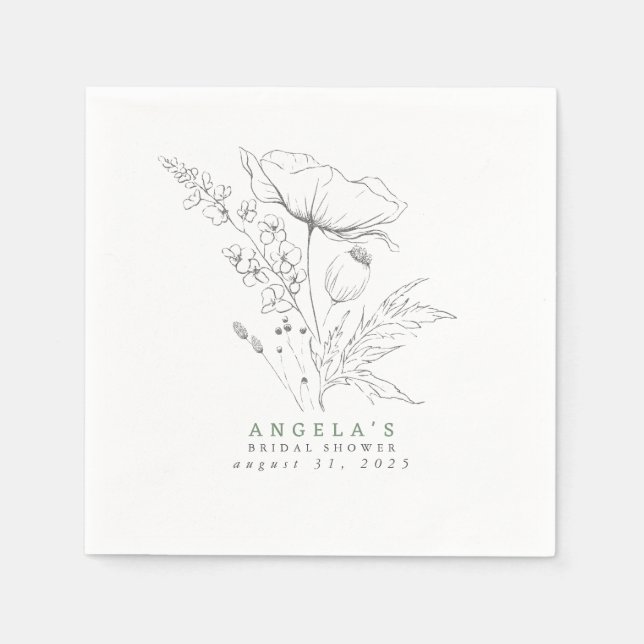 Guardanapos Minimalistas Elegantes com Flores Silv (Frente)