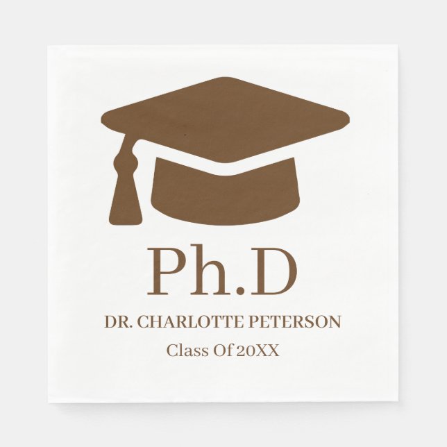 Guardanapos Mínimos de Formatura de PhD Modernos (Frente)
