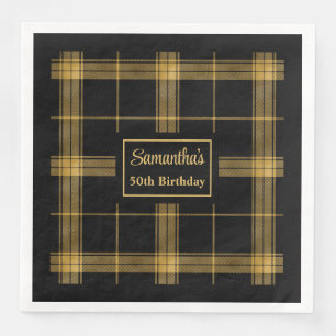Guardanapos Monograma Luxo Preto Dourado Acento de