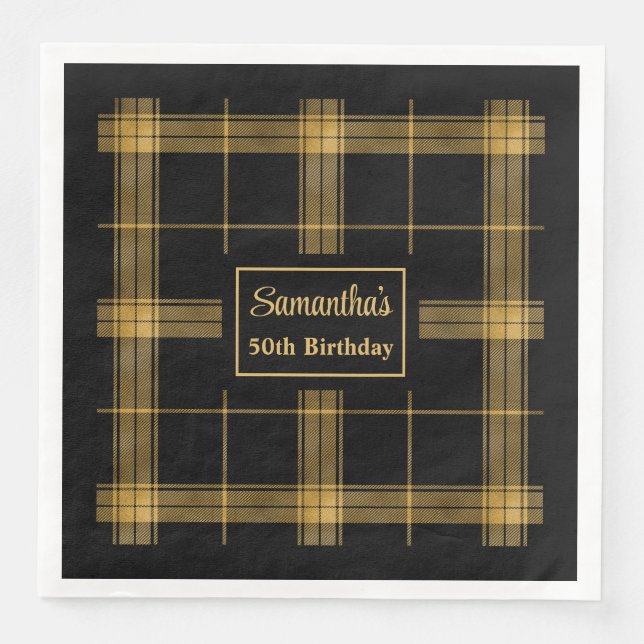 Guardanapos Monograma Luxo Preto Dourado Acento de (Frente)