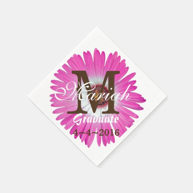 Guardanapos Monogramados com Gérbera Rosa Vibrante (Canto)