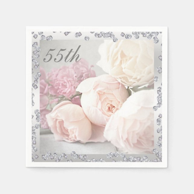 Guardanapos para 55º Aniversário Rosas Românticas  (Frente)