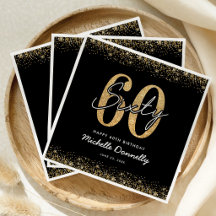 Guardanapos para 60º Aniversário Preto Moderno Dou