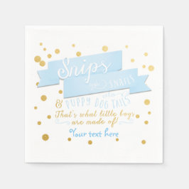 Guardanapos para Chá de Bebê Azul e Dourado Snips