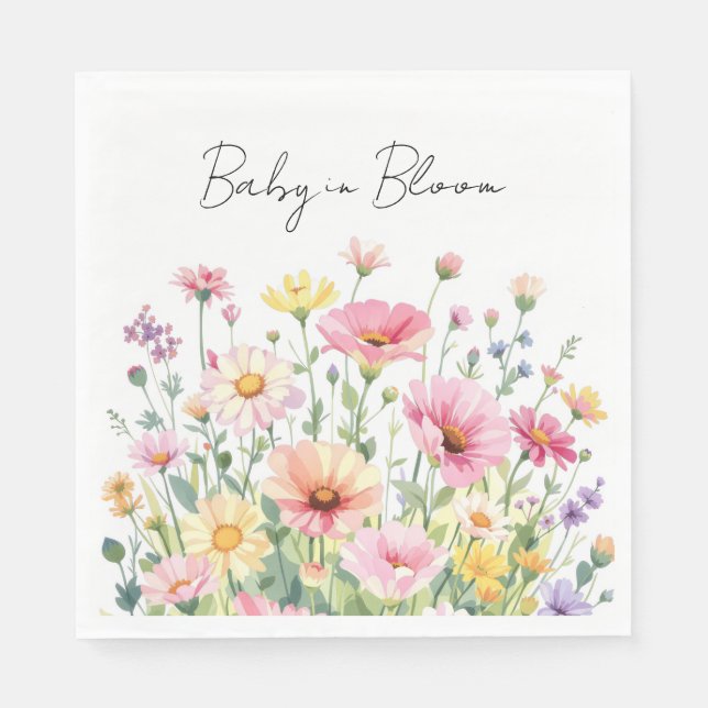 Guardanapos para Chá de Bebê - Baby in Bloom (Frente)