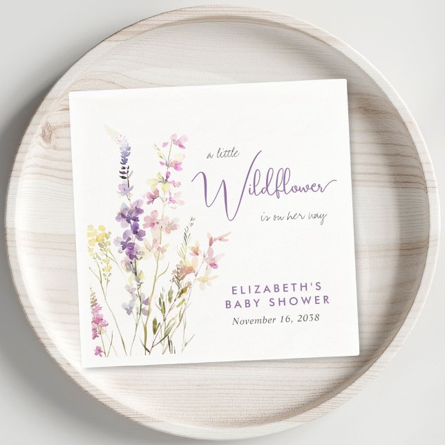 Guardanapos para Chá de Bebê Boho Wildflower Aquar (Boho Wildflower Watercolor Baby Shower Napkins)