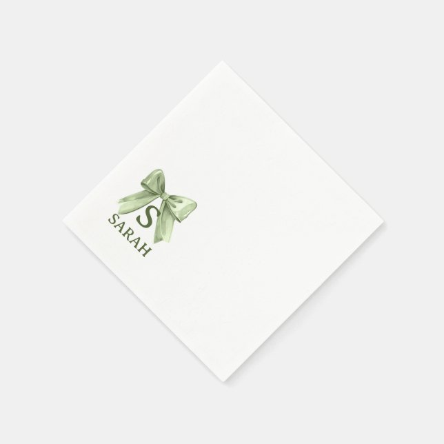 Guardanapos para Chá de Bebê com Laço Verde Sage (Canto)