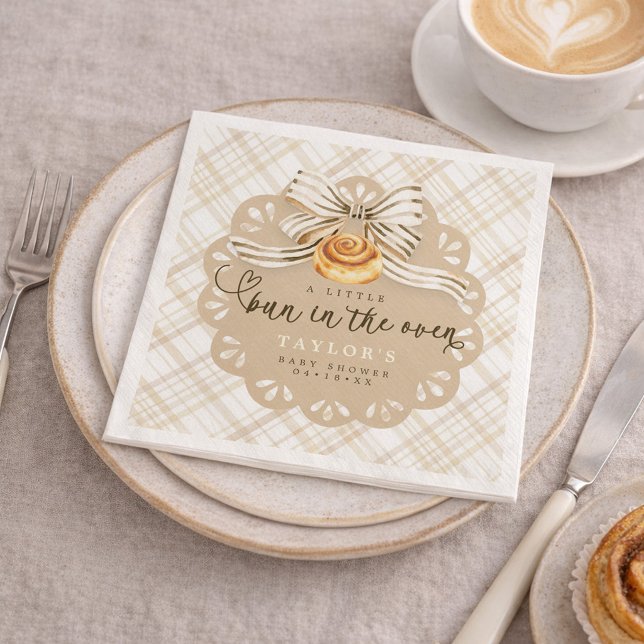 Guardanapos para Chá de Bebê com Pão Rústico no Fo (Paper Napkins)