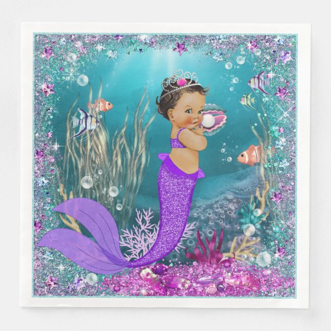 Guardanapos para Chá de Bebê de Sereia Étnica (Frente)
