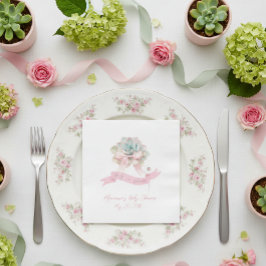 Guardanapos para Chá de Bebê Menina com Fita Rosa 