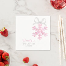 Guardanapos para Chá de Bebê Rosa Floco de Neve Pe