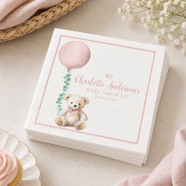 Guardanapos para Chá de Bebê Urso Rosa Bearly Wait
