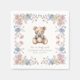 Guardanapos para Chá de Bebê Urso Teddy Floral Pas