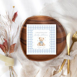 Guardanapos para Chá de Bebê Urso Teddy Xadrez Azu
