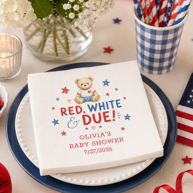 Guardanapos para Chá de Bebê Vermelho Branco e Dev (Criador carregado)